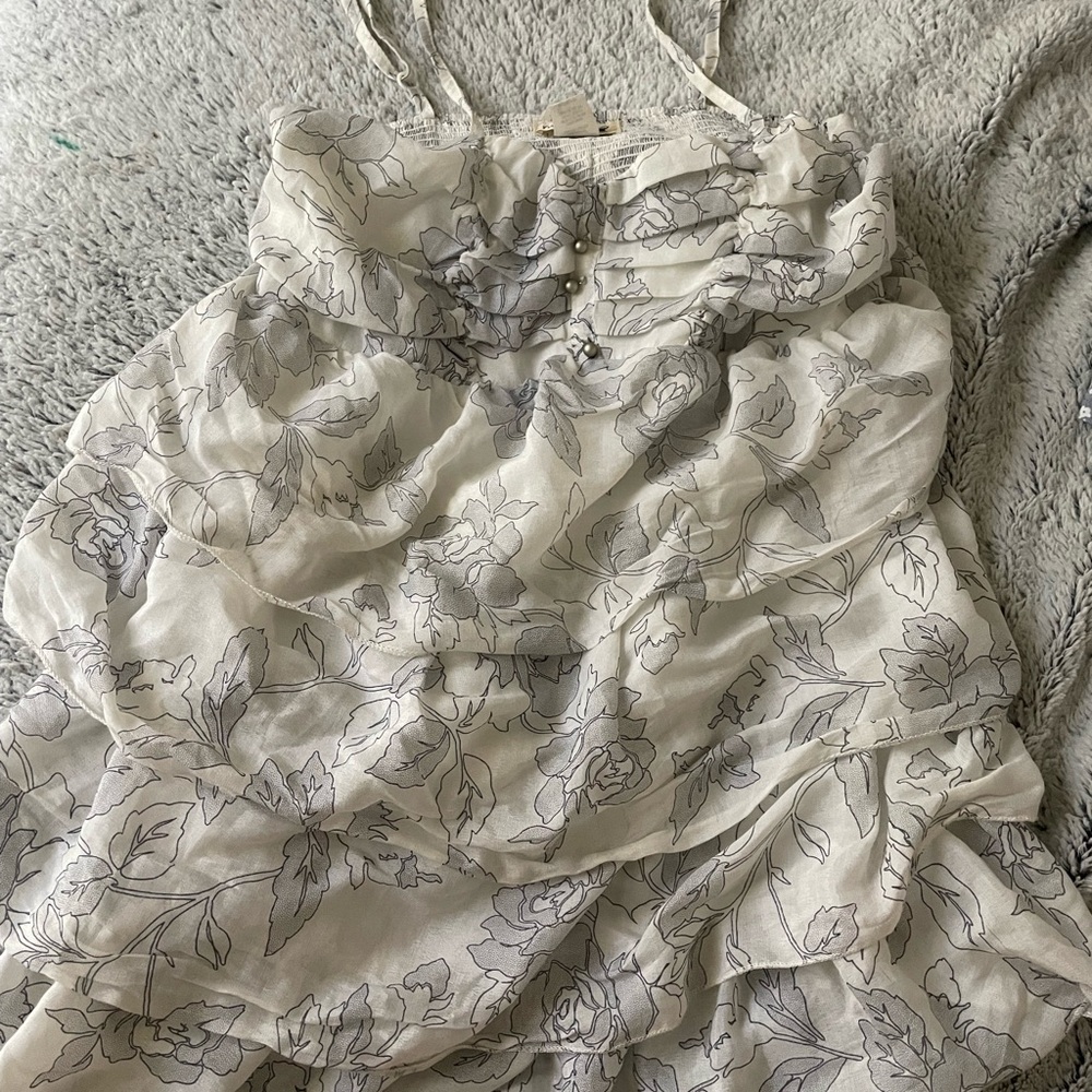 Floral Spaghetti Strap Ruffle Tank